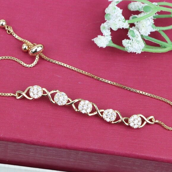 "Elegant Rose Gold Plated Bracelet with Crystal Accents, XPAB0700 - Picture 12 of 12